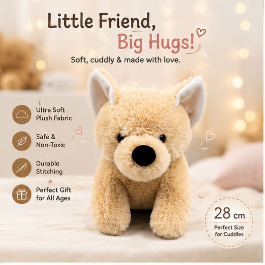 Cuddly 22cm Plush Puppy Dog Soft Toy – Fluffy Tan Stuffed Animal Companion for Kids