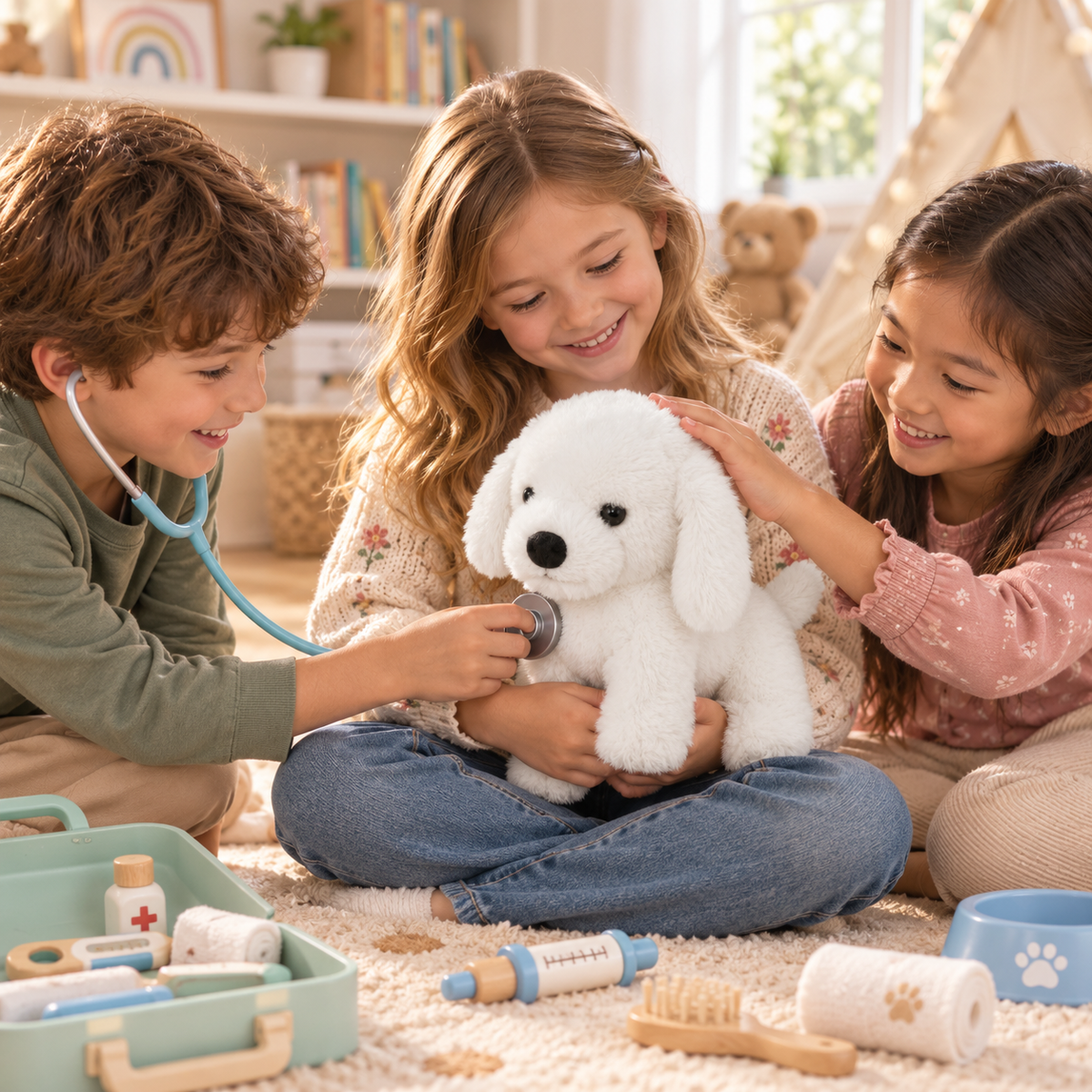 25cm Ultra-Soft White Puppy Plush | Fluffy Stuffed Dog Companion