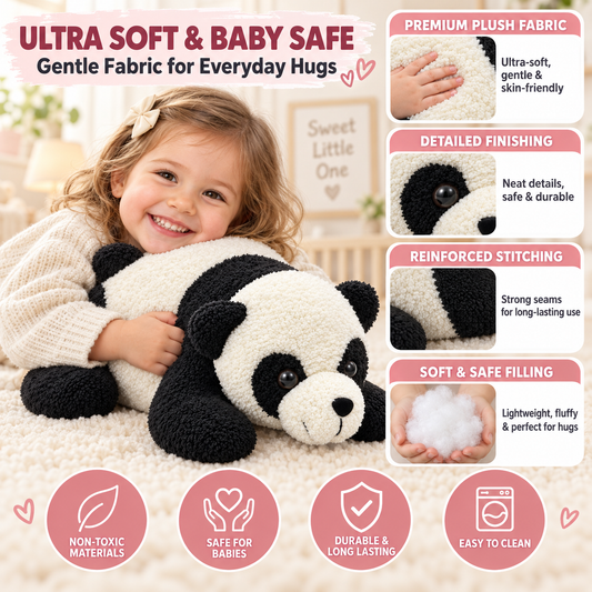 SnuggleSquad Ultra-Soft Lying Panda Plush Pillow