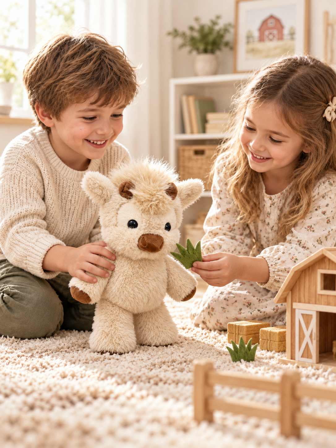 Premium 43cm Fluffy Walking Cow Plush Toy – Ultra-Soft Interactive Stuffed Calf