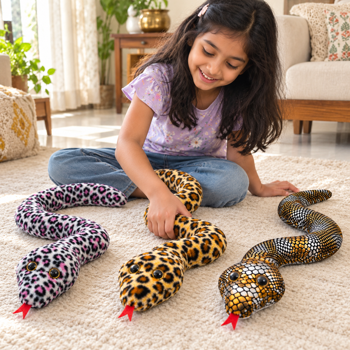 55cm Exotic Plush Snake Toy | Ultra-Soft Stuffed Reptile in Wild Prints