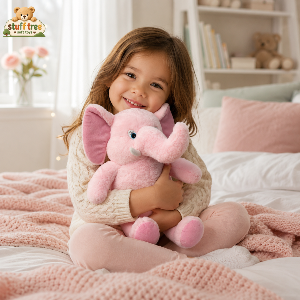 Stuff Tree Ultra Soft Pink Elephant Plush Toy (45cm) - Premium Cuddly Companion