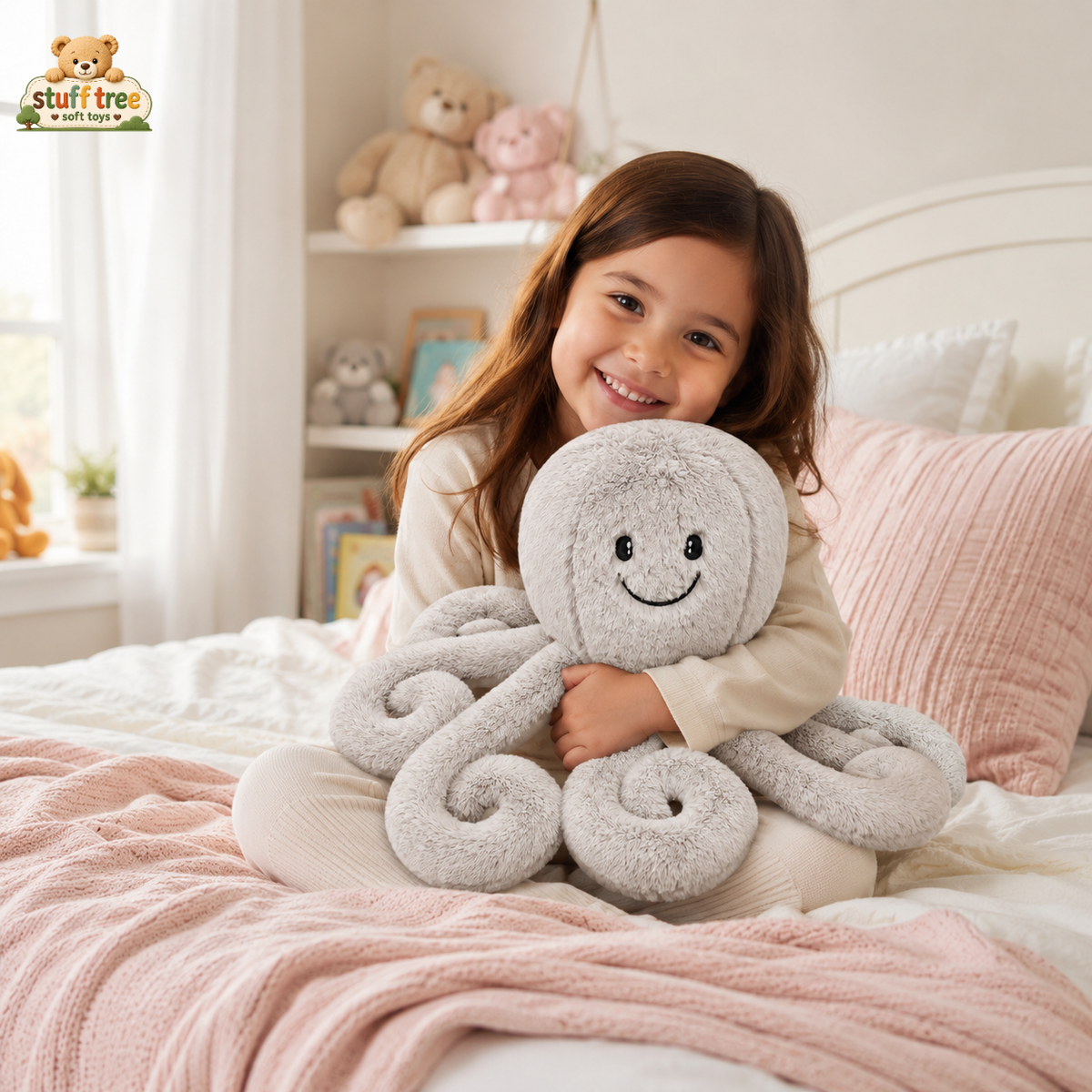 Premium 50cm Plush Grey Octopus | Ultra-Soft Huggable Stuffed Animal