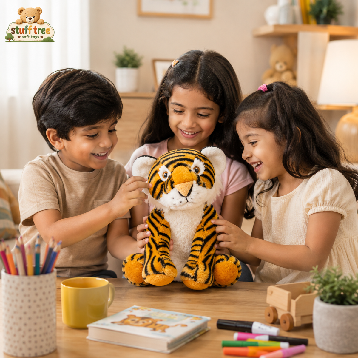 Premium 28cm Sitting Tiger Plush Toy – Ultra-Soft Stuffed Animal