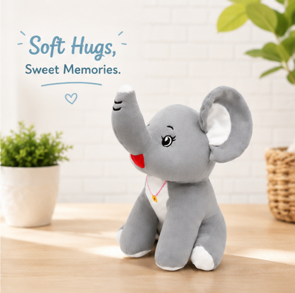 Stuff Tree King Elephant Soft Toy 30 cm | Grey & White Plush Elephant for Gifting & Playtime