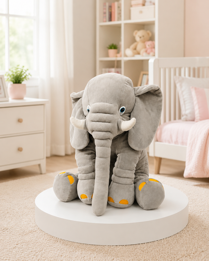 50cm Fluffy Grey Elephant Plush Toy & Sleeping Pillow – Ultra-Soft Stuffed Animal Companion for Kids and Babies