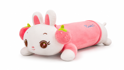 Sweet Strawberry Headphone Bunny Plush Pillow – 40cm