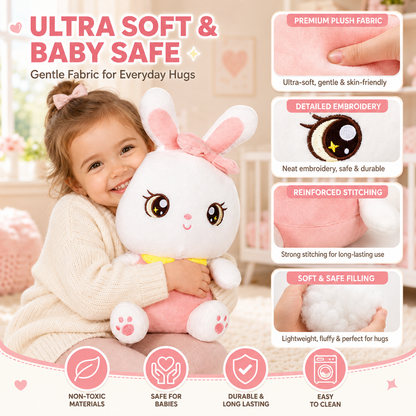Sweet Bunny Soft Plush Toy (25cm) – Adorable White & Pink Stuffed Animal with Bow