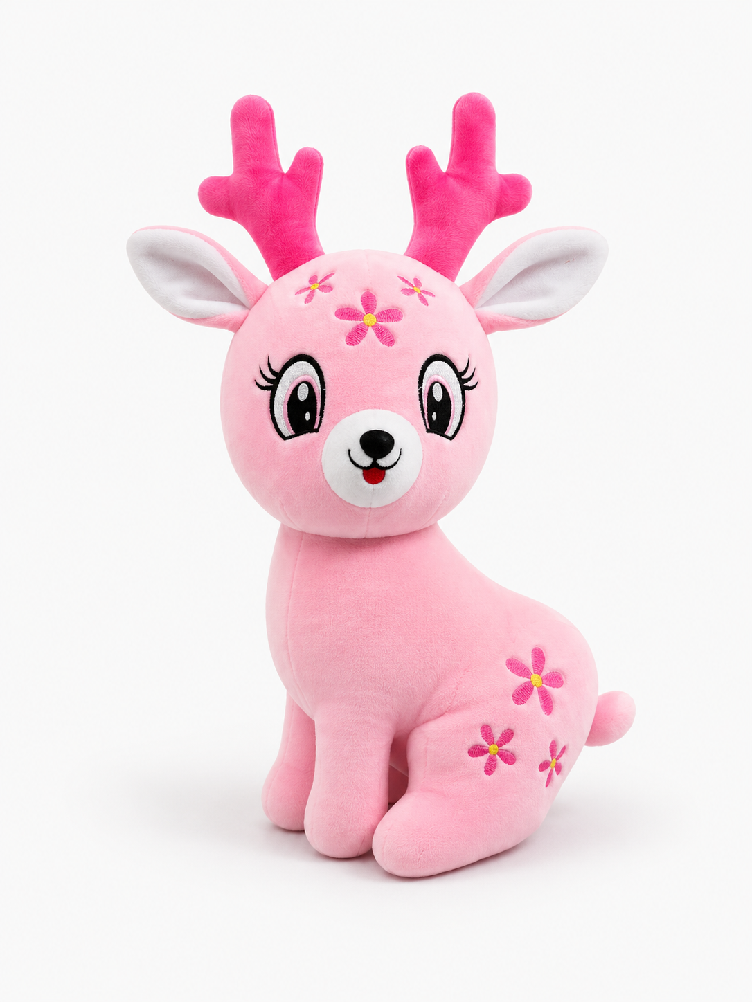 Stuff Tree Pink Reindeer Soft Toy – 60 cm | Cute Floral Plush with Bright Pink Antlers