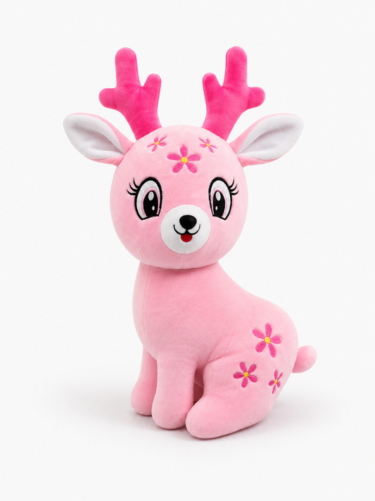 Stuff Tree Pink Reindeer Soft Toy – 60 cm | Cute Floral Plush with Bright Pink Antlers