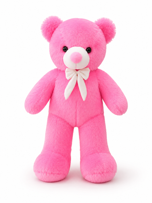 Giant Pink Teddy Bear – Ultra-Soft Jumbo Plush with White Bow
