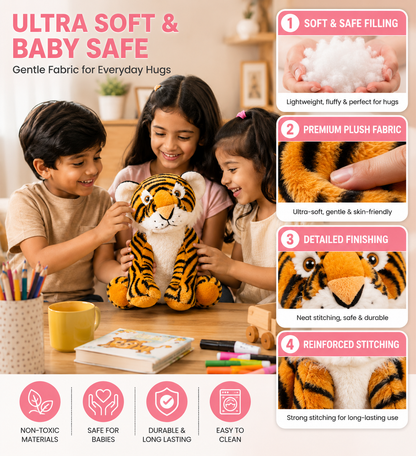 Premium 28cm Sitting Tiger Plush Toy – Ultra-Soft Stuffed Animal