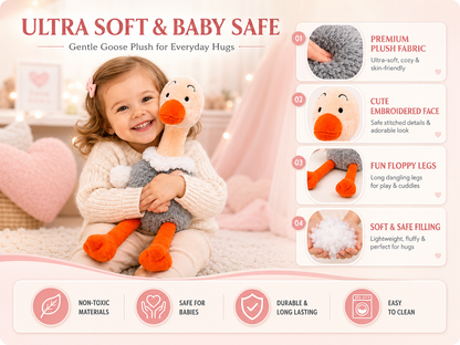 PlushiePalooza 35cm Hanging Ostrich Soft Toy – Fluffy Grey & Orange Stuffed Animal with Long Legs