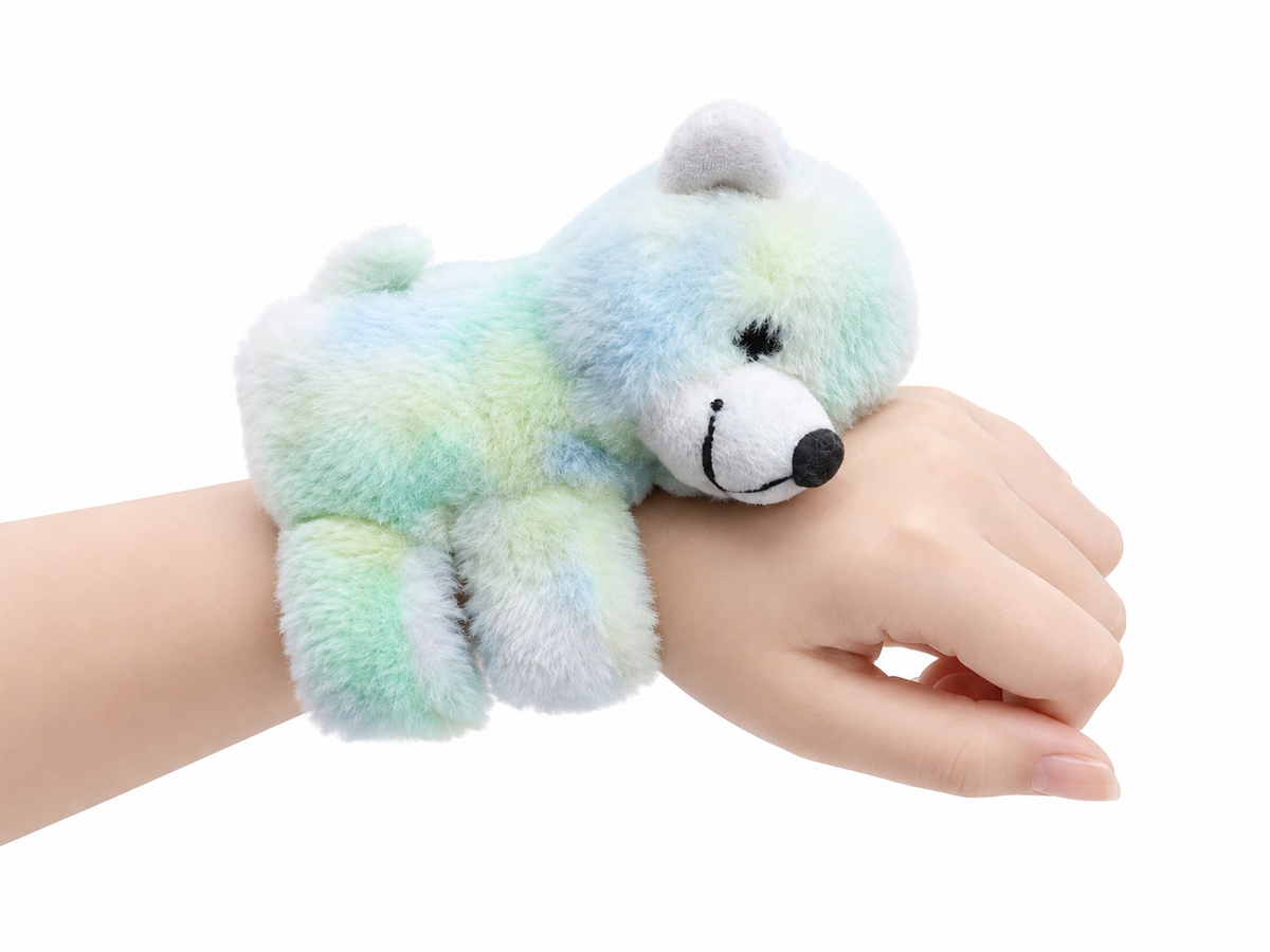 Pastel Tie-Dye Plush Bear Wristband & Hand Strap (15cm)