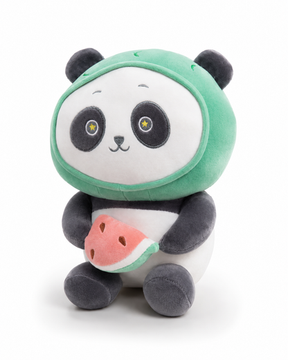Sweet Watermelon Hooded Panda Plush Toy – 28cm
