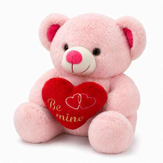40cm Ultra-Soft Pink "Be Mine" Teddy Bear | Romantic Stuffed Animal with Heart