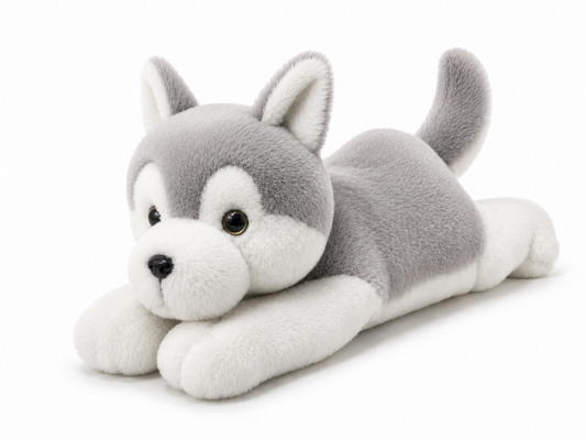 Premium Soft Lying Husky Plush Toy (55cm) - Adorable Stuffed Animal Cuddle Buddy