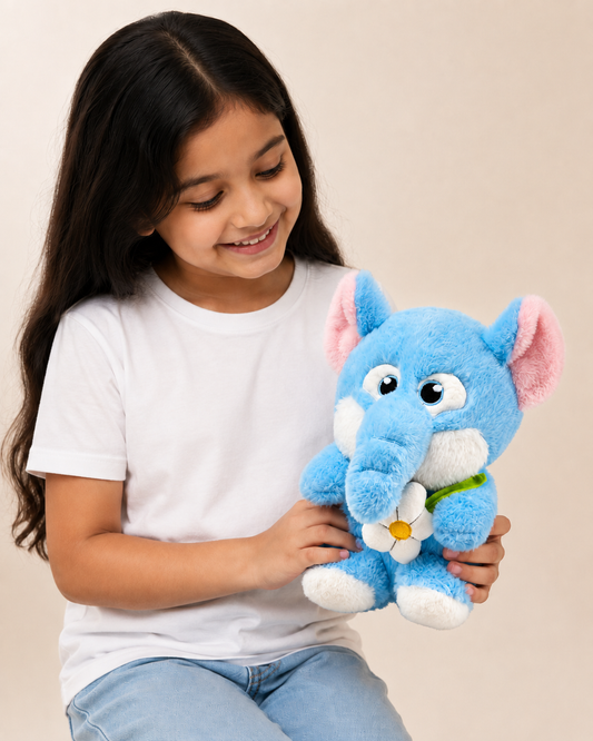 25cm Ultra-Soft Blue Elephant Plush Toy | Cuddly Stuffed Animal Companion