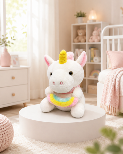 Stuff Tree Unicorn with Donut Soft Toy – 40 cm | White Plush with Pastel Rainbow Detail