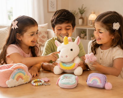 Stuff Tree Unicorn with Donut Soft Toy – 40 cm | White Plush with Pastel Rainbow Detail