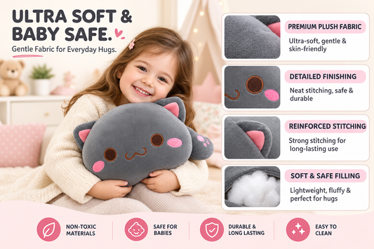Soft Hippo Plush Pillow (40cm) – Ultra-Squishy Huggable Animal Cushion