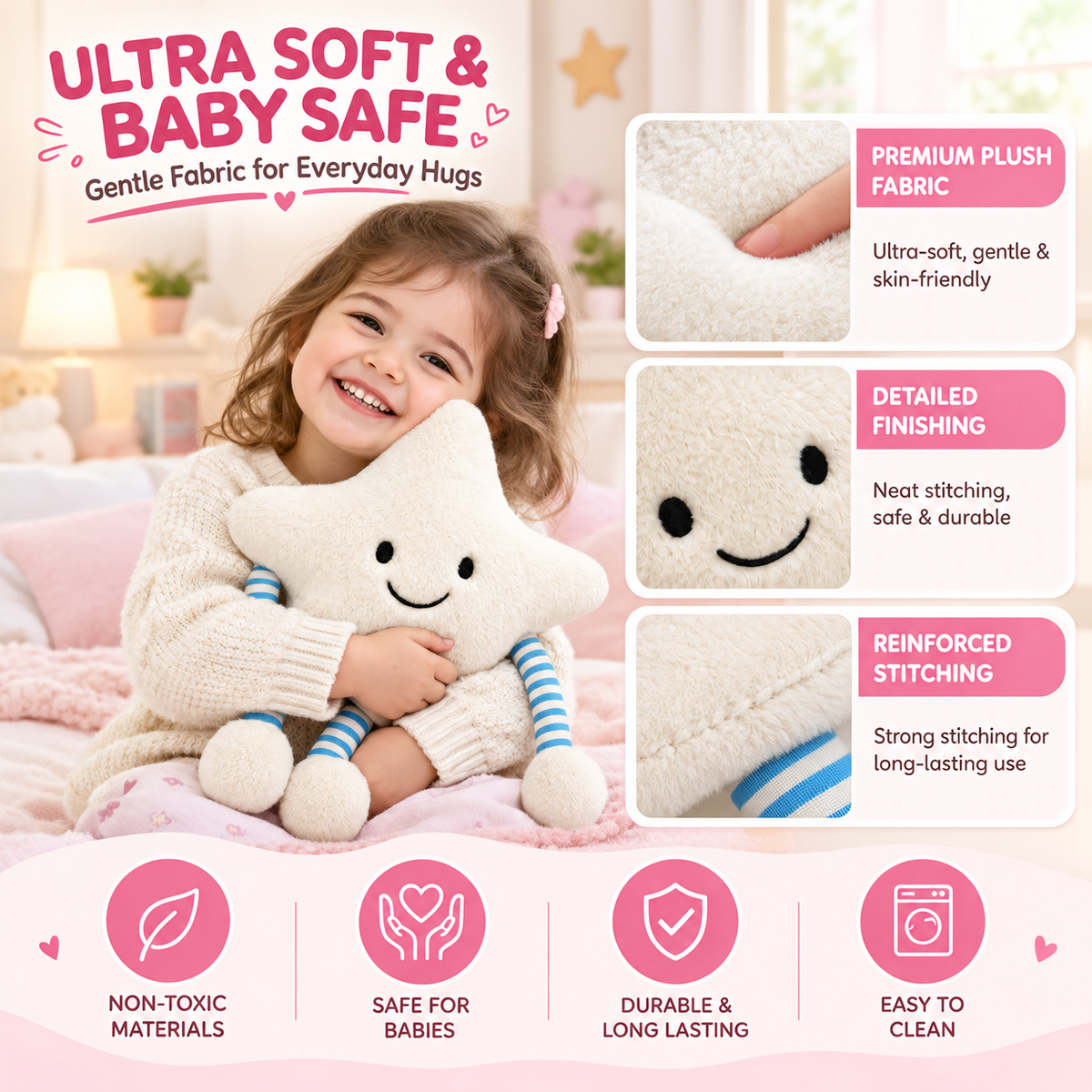 35cm Snuggle Star Plush Toy with Striped Limbs