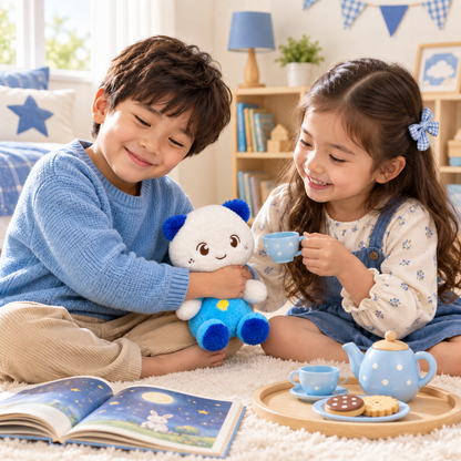 Adorable 22cm Soft Plush – Blue & White Stuffed Companion with Seashell Detail