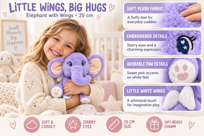 Stuff Tree Elephant with Wings Soft Toy – 25 cm | Cute Flying Elephant Plush for Gifting & Room Décor