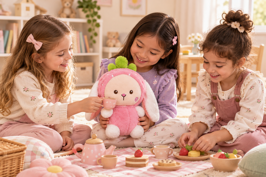 28cm Ultra-Soft Strawberry Bunny Plush Toy | Cute Pink Fruit Rabbit Stuffed Animal