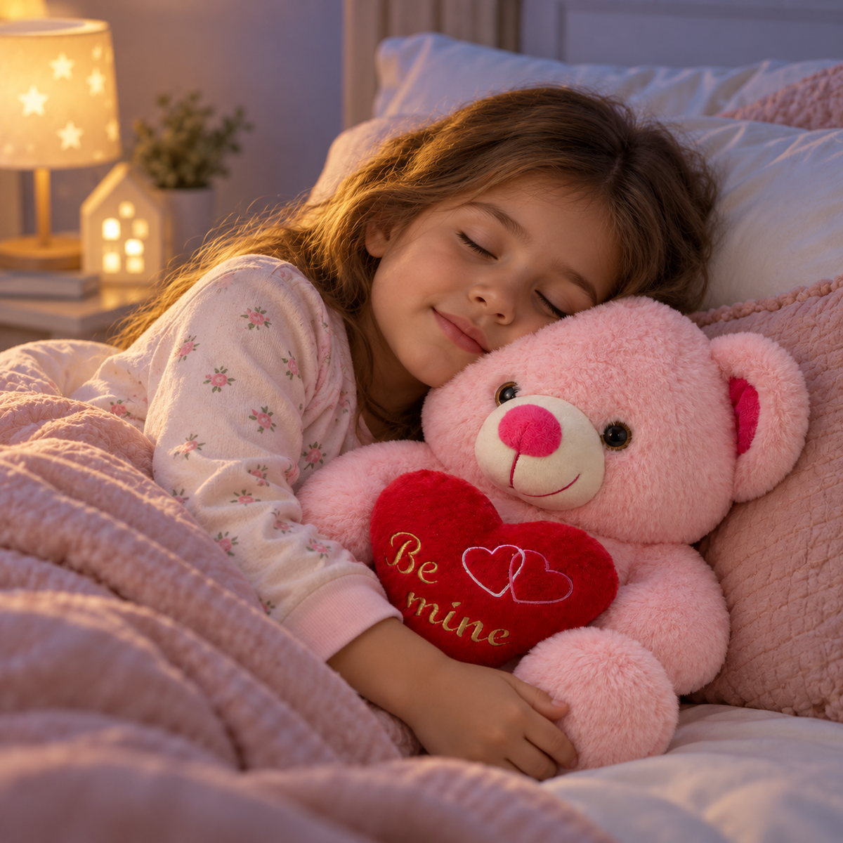 40cm Ultra-Soft Pink "Be Mine" Teddy Bear | Romantic Stuffed Animal with Heart