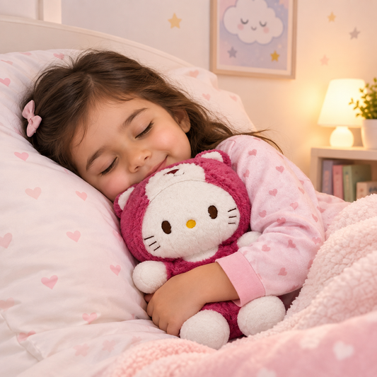 28cm Ultra-Soft Kitty in Pink Hoodie Plush | Cute Magenta Bear Suit Stuffed Animal