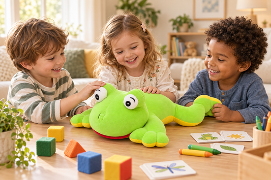 55cm Giant Plush  flopy Frog Toy – Ultra-Soft Green & Yellow Stuffed Animal Pillow