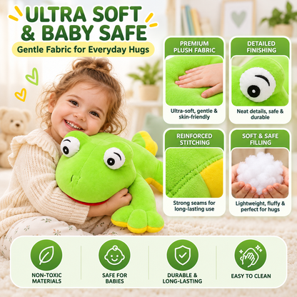 55cm Giant Plush  flopy Frog Toy – Ultra-Soft Green & Yellow Stuffed Animal Pillow