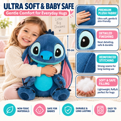 Giant 60cm Premium Stitch Soft Toy – Cuddly Alien Stuffed Plushie with Floppy Ears