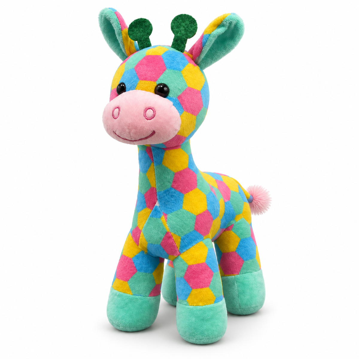 Vibrant 34cm Multi-Color Patchwork Giraffe Plush Toy