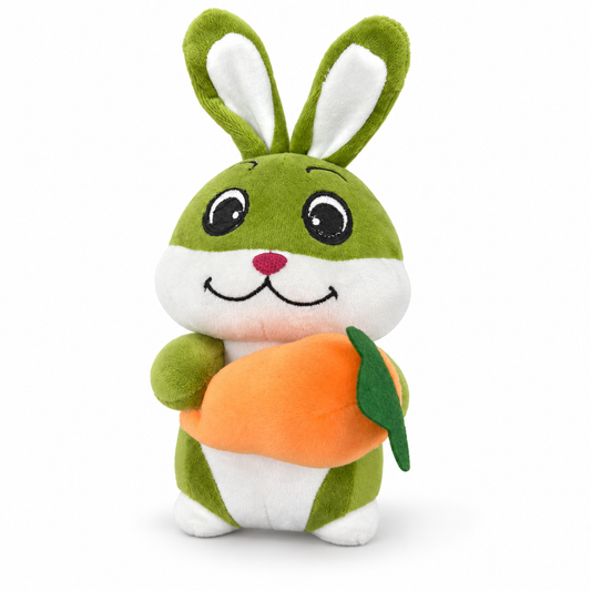 25cm Ultra-Soft Green Plush Bunny Holding Carrot | Cute Stuffed Animal Rabbit