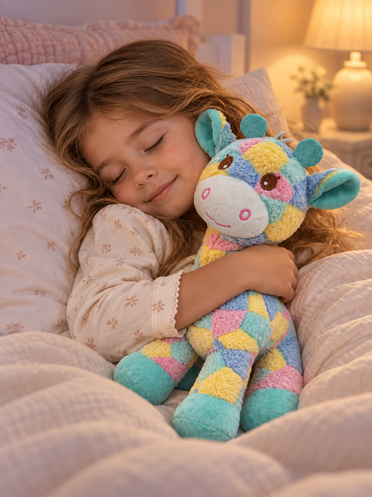 Pastel Patchwork Plush Giraffe – Soft Multi-Color Stuffed Animal (35cm)