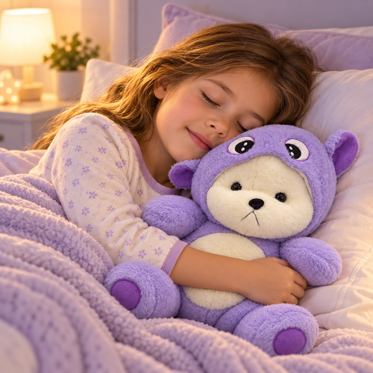 45cm Ultra-Soft Plush Teddy Bear in Purple Character Hoodie