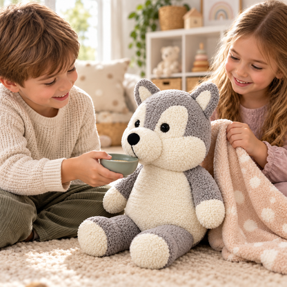 Lifelike Standing Siberian Husky Plush Toy (60cm) – Premium Soft Stuffed Animal