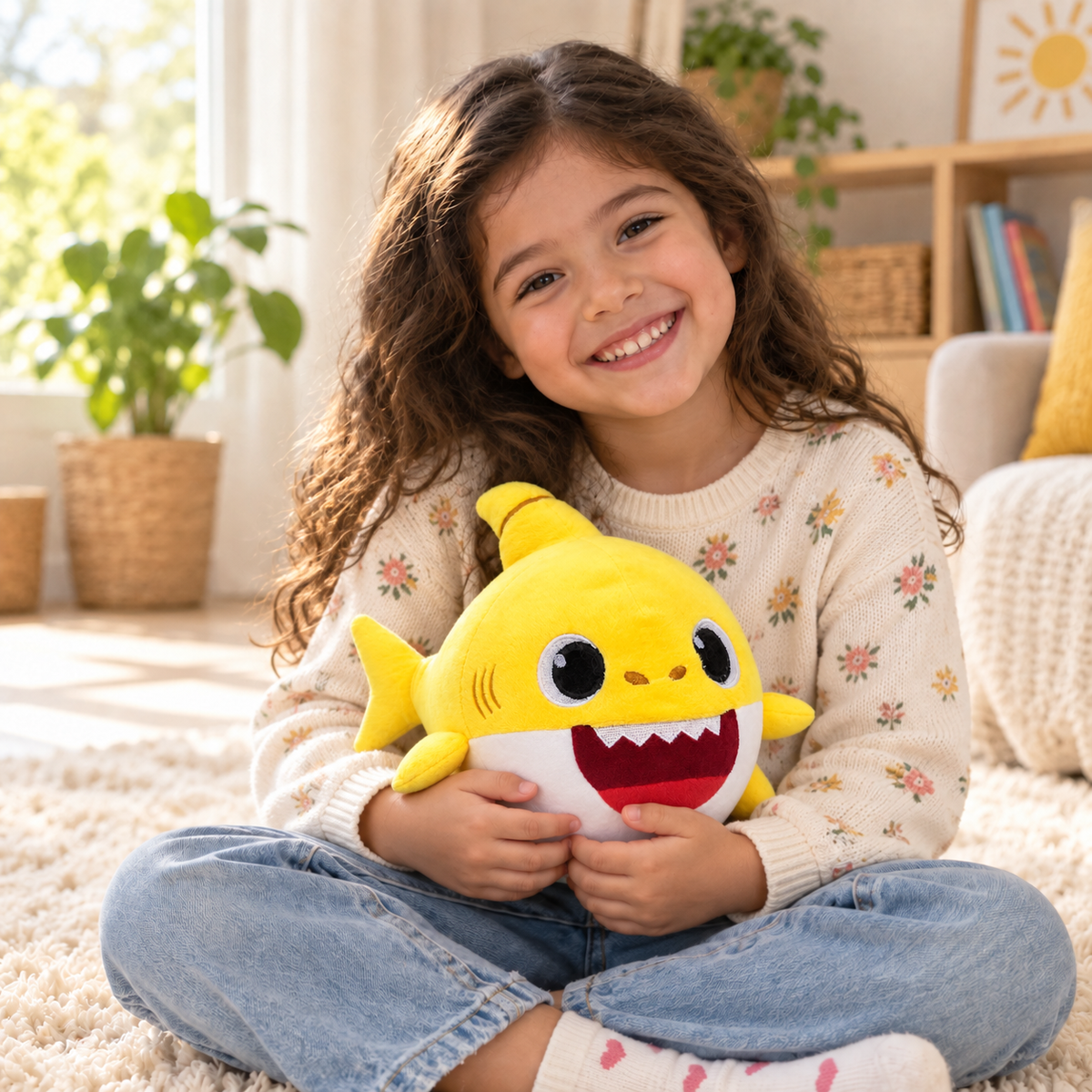 Adorable Sunshine Splash: Soft & Cute Yellow Shark Plush Toy (32cm)