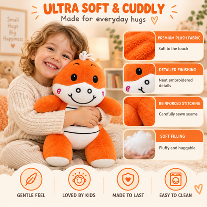Snuggle-Saurus: 30cm Soft Orange Baby Dinosaur Plush Toy