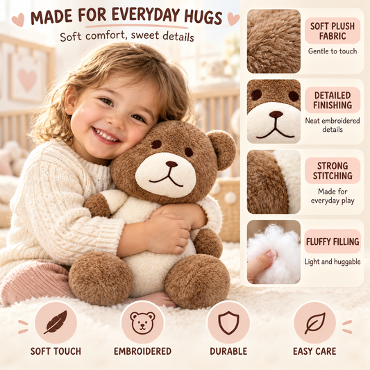 Soft "To Be Mine" Plush Teddy Bear – 25cm Two-Toned Cuddly Stuffed Animal