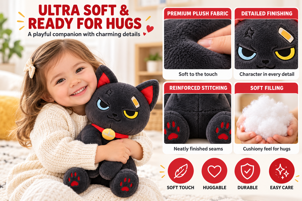 Midnight Cuddle Buddy – 30cm Ultra-Soft Black Cat Plush