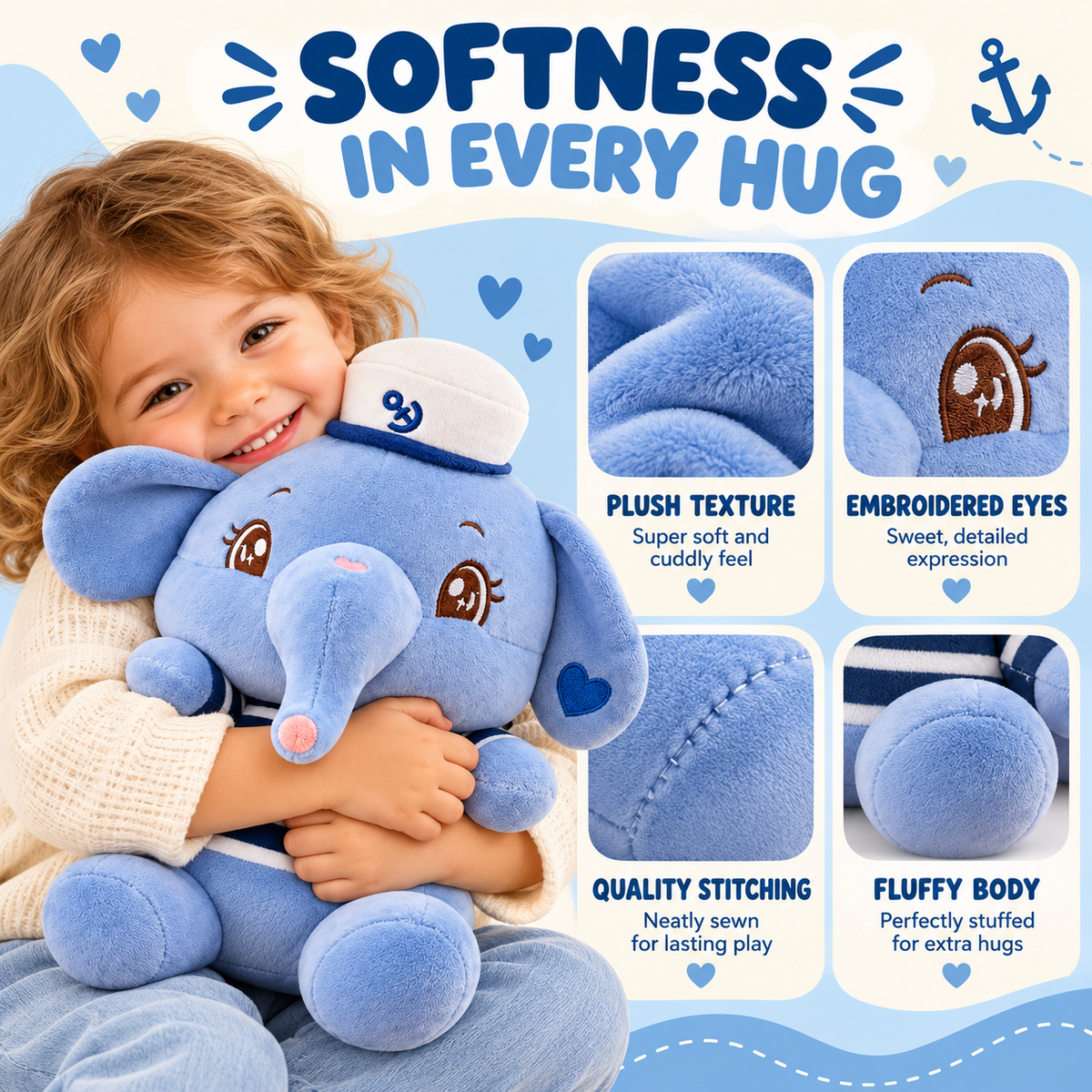 Premium 35cm DSP Elephant Soft Toy – Ultra-Soft Cuddly Plush Stuffed Animal for Kids & Toddlers
