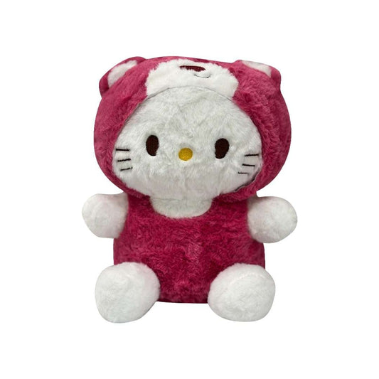 28cm Ultra-Soft Kitty in Pink Hoodie Plush | Cute Magenta Bear Suit Stuffed Animal