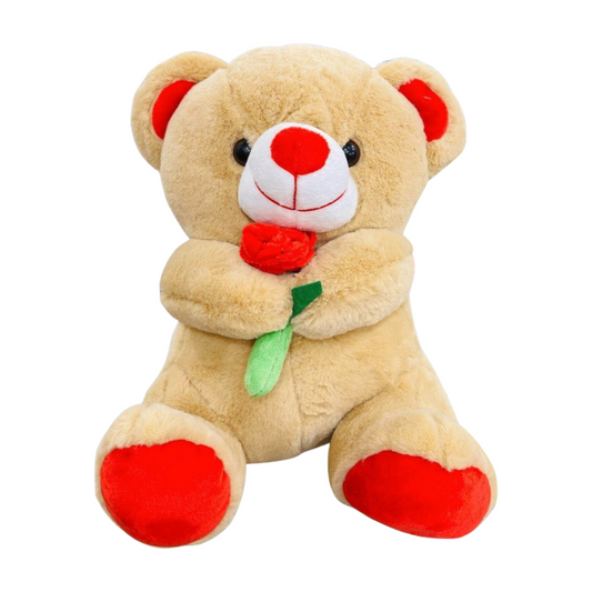 Premium 35cm Soft Plush Teddy Bear with Red Rose – The Perfect Gift of Love
