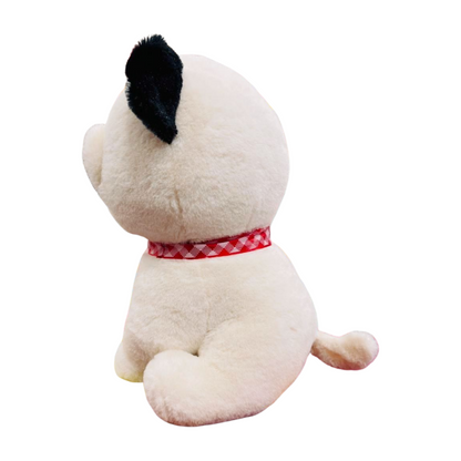 Stuff Tree Pug Dog Soft Toy, 30 cm | Cream and Black Plush Puppy with Red Check Collar