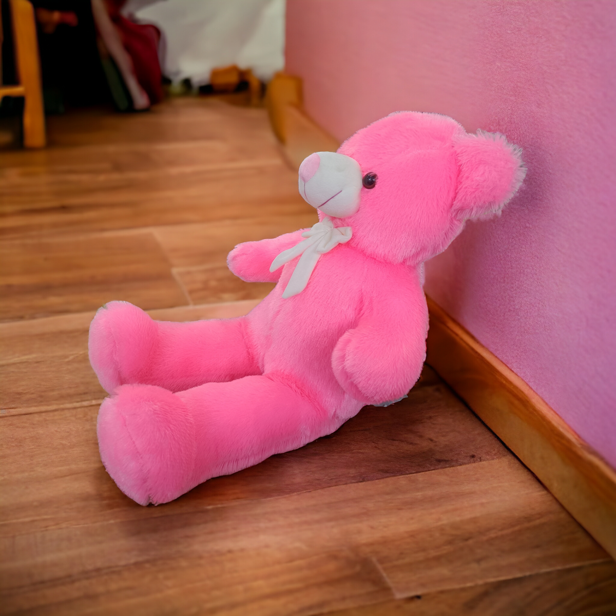 Giant Pink Teddy Bear – Ultra-Soft Jumbo Plush with White Bow