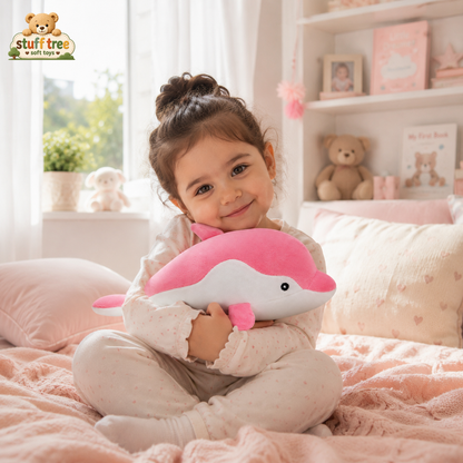 Ultra-Soft Pink Dolphin Plush Toy – Cute 35cm Stuffed Animal
