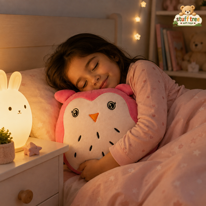 Premium 40cm Ultra-Soft Pink Owl Plush Pillow